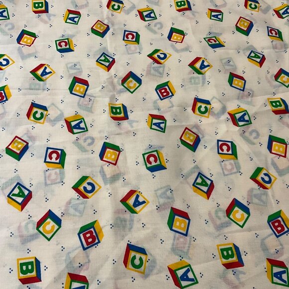 Wamsutta 1987 ABC'S Building Blocks Cotton Fabric Nursery Baby  44" x 220" 6 yds - Picture 1 of 5